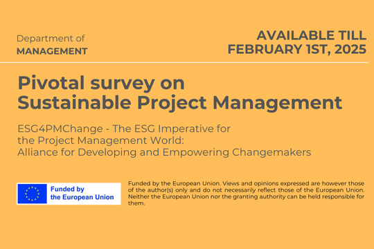 Pivotal survey on Sustainable Project Management - Erasmus+ project ESG4PMChange